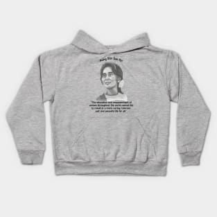 Aung San Suu Kyi Portrait and Quote Kids Hoodie